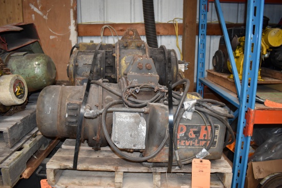 SKID WITH HEAVY DUTY P&H CABLE HOIST, 3,000 LB. CAPACITY,