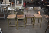 (4) INDUSTRIAL METAL SHOP STOOLS WITH BACKS