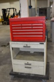 (2) TOOLBOXES, DOLLY, RED 9 DRAWER & TAN 3 DRAWER