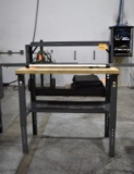 MAPLE TOP WORKBENCH W/METAL BASE W/SHELF,