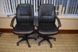(2) SECRETARIAL TASK CHAIRS, BLACK VINYL SEAT/BACK