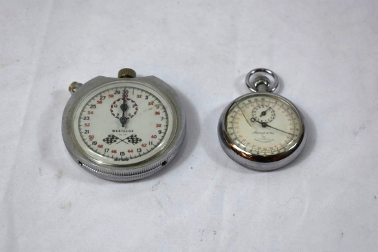(2) VINTAGE AUTO RACING WATCHES; WESTCLOX 1/10TH