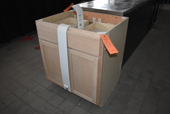 QUALITY ONE WOODWORK UNFINISHED OAK BASE CABINET,
