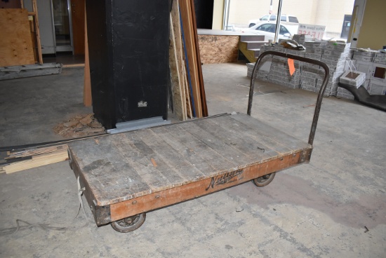 Nutting LOW ROLLING WOOD CART, 60" X 30" WOOD DECK, STEEL HANDLE