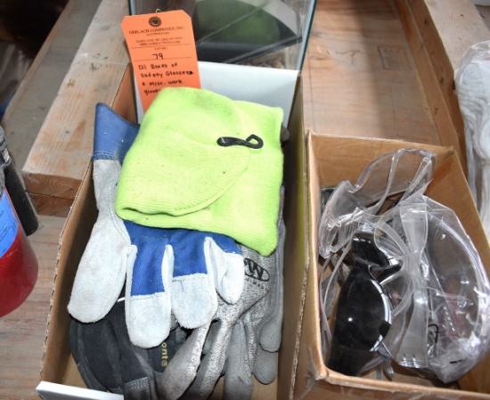 (2) BOXES OF SAFETY GLASSES & MISC. WORK GLOVES