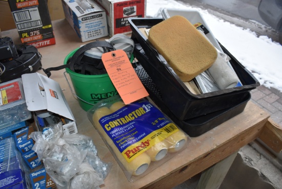 MISC. PAINTING SUPPLIES: TRAYS, PURDY 3/8" NAP 9" ROLLERS,