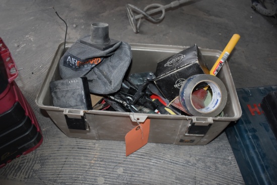 PLANO TOOLBOX W/SCREW DRIVERS, PLUNGER, TAPE,