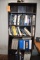 FIVE SHELF WOODEN BOOKCASE - OPEN, WITH CONTENTS,