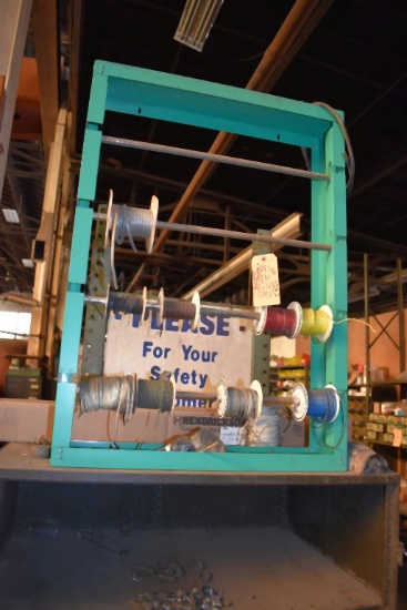 26"W FOUR TIER WIRE SPOOL RACK WITH SOME