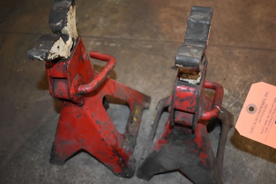 PAIR OF APPROX, 3 TON JACK STANDS, RED