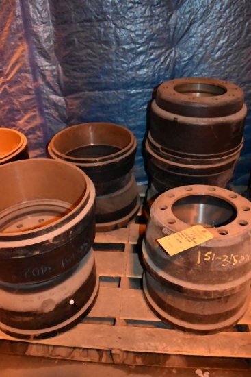 SKID OF ASSORTED TRUCK BRAKE DRUMS, 9 TOTAL