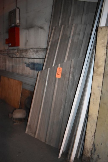 METAL SIDING PIECES AND MOTOR AND MISC. PLYWOOD