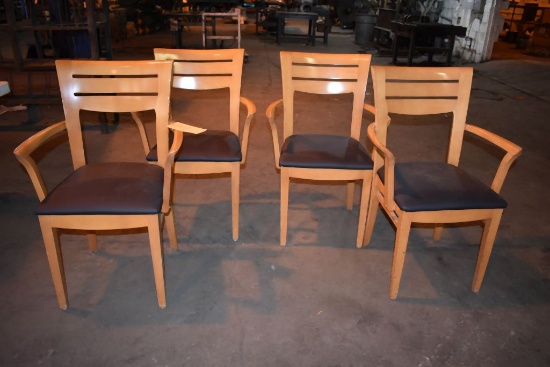 (4) WOODEN OFFICE CHAIRS