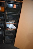 RACK WITH FIVE STORAGE BINS AND CONTENTS