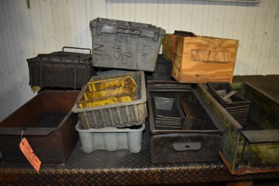 ASSORTMENT OF METAL AND PLASTIC BINS