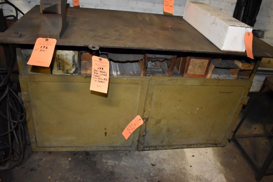 STEEL WELDING TABLE WITH LOWER CABINET, 55"L x 28"D x 33"H,