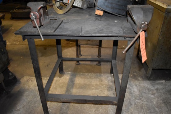 STEEL WELDING TABLE, 33"L x 32"D x 34"H WITH