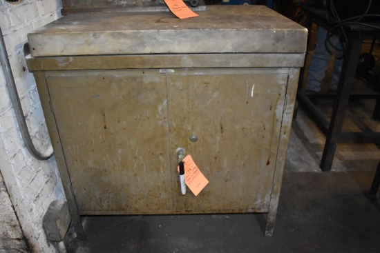 GRANITE SURFACE PLATE ON CABINET, 36"L x 24"D x 37"H