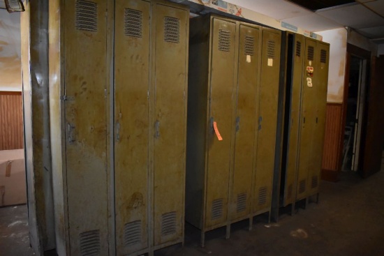 (3) BANKS OF THREE FULL SIZE LOCKERS - (9 LOCKERS TOTAL)