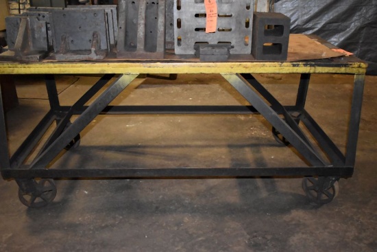 HEAVY DUTY ROLLING STEEL WORK TABLE, 72"L x 30"D x 33"H,