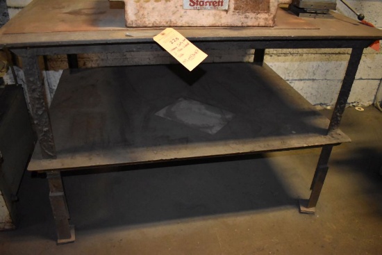 HEAVY DUTY STEEL TWO TIER WORK TABLE, 54"L x 42"D x 36"H