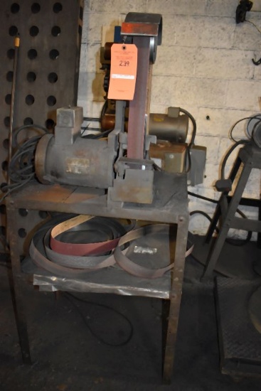 2" x 48" BELT SANDER ON STAND, INCLUDES EXTRA BELTS