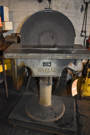 STATE 20" DIAMETER DISC SANDER, MODEL D20, ON STAND,