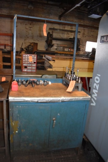 STEEL CABINET WITH TWO DOORS, TWO SHELVES,