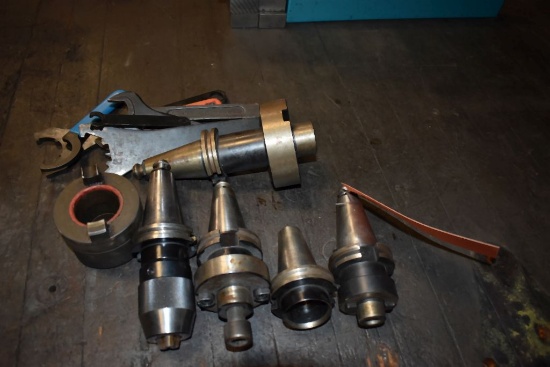 SET OF (5) CAT 40 HOLDERS AND MISC. WRENCHES