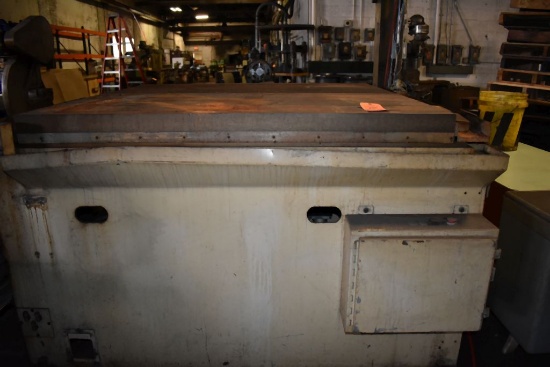 MACHINE BASE WITH TWO LARGE 5' x 30" T-SLOT TABLES