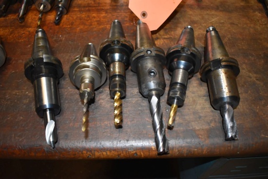 (6) CAT 40 TOOL HOLDERS WITH TOOLS