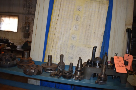 MISC. CUTTERS ON TOP SHELF OF WORKBENCH