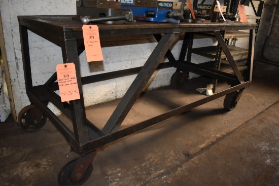 HEAVY DUTY METAL ROLLING CART WITH 8" STEEL CASTERS,