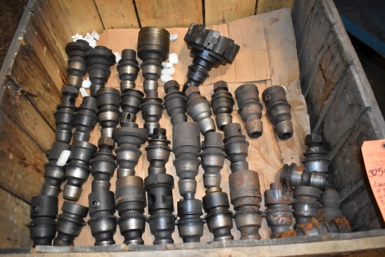 LARGE ASSORTMENT OF TOOL HOLDERS IN CRATE,