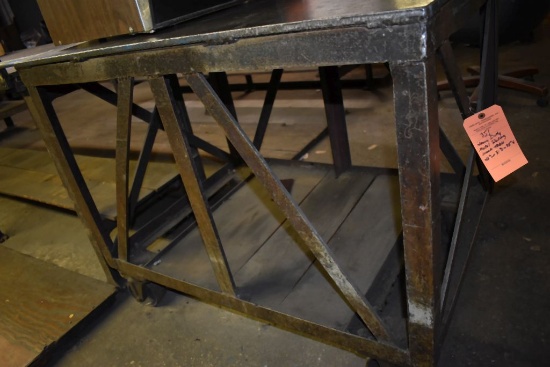 HEAVY DUTY METAL ROLLING WORK TABLE, 42"L x 31"D x 35"H