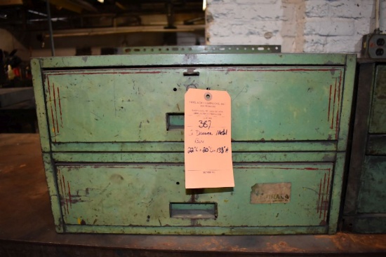 TWO DRAWER METAL BIN, 22"L x 20"D x 13 1/2"H