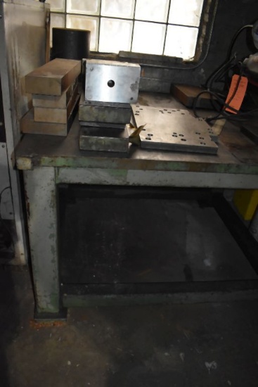 HEAVY DUTY METAL WORK STAND WITH MISC. CONTENTS,
