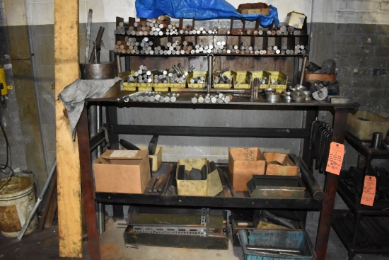 HEAVY DUTY METAL SHOP BENCH WITH TWO SHELVES AND