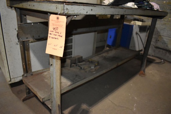 HEAVY DUTY METAL TWO SHELF SHOP TABLE, NO CONTENTS,