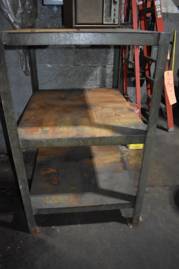 HEAVY DUTY METAL SHOP STORAGE STAND WITH THREE SHELVES,
