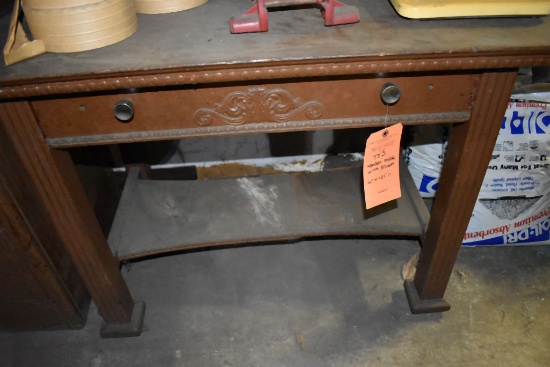 WOODEN TABLE WITH DRAWER, 40"W x 25"D