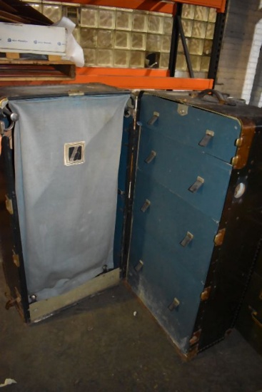 VINTAGE STEAMER TRUNK, ONE OF THE HASPS IN INSIDE