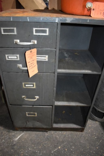 METAL FOUR DRAWER FILE CABINET/SHELVING UNIT,
