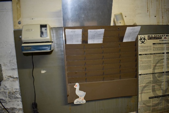 AMANO PIX-10 TIME CLOCK AND CARD RACK