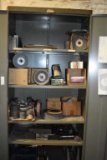 LYON TWO DOOR METAL CABINET WITH CONTENTS;