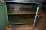 STEEL TWO DOOR CABINET WITH TWO SHELVES,