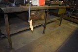WORKBENCH WITH METAL FRAME, WOOD TOP WITH