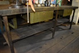 METAL FRAMED WORKBENCH WITH WOOD TOP, INCLUDES