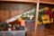 (2) BINS WITH ARTIFICIAL FLOWERS AND WREATH,