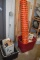 PIECE OF BUTCHER BLOCK, CONCRETE MIX, SHOVEL AND
